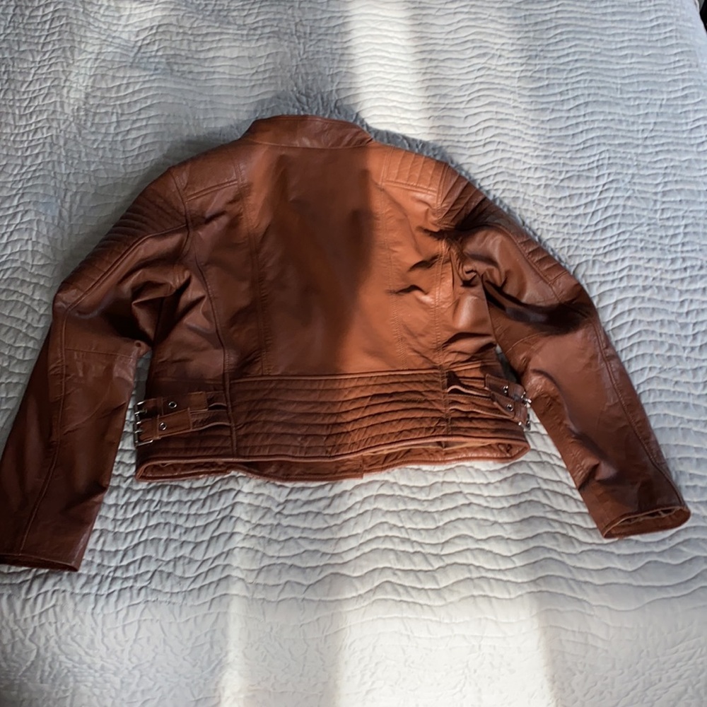Barney’s deep tan real leather jacket - Picture 4 of 14